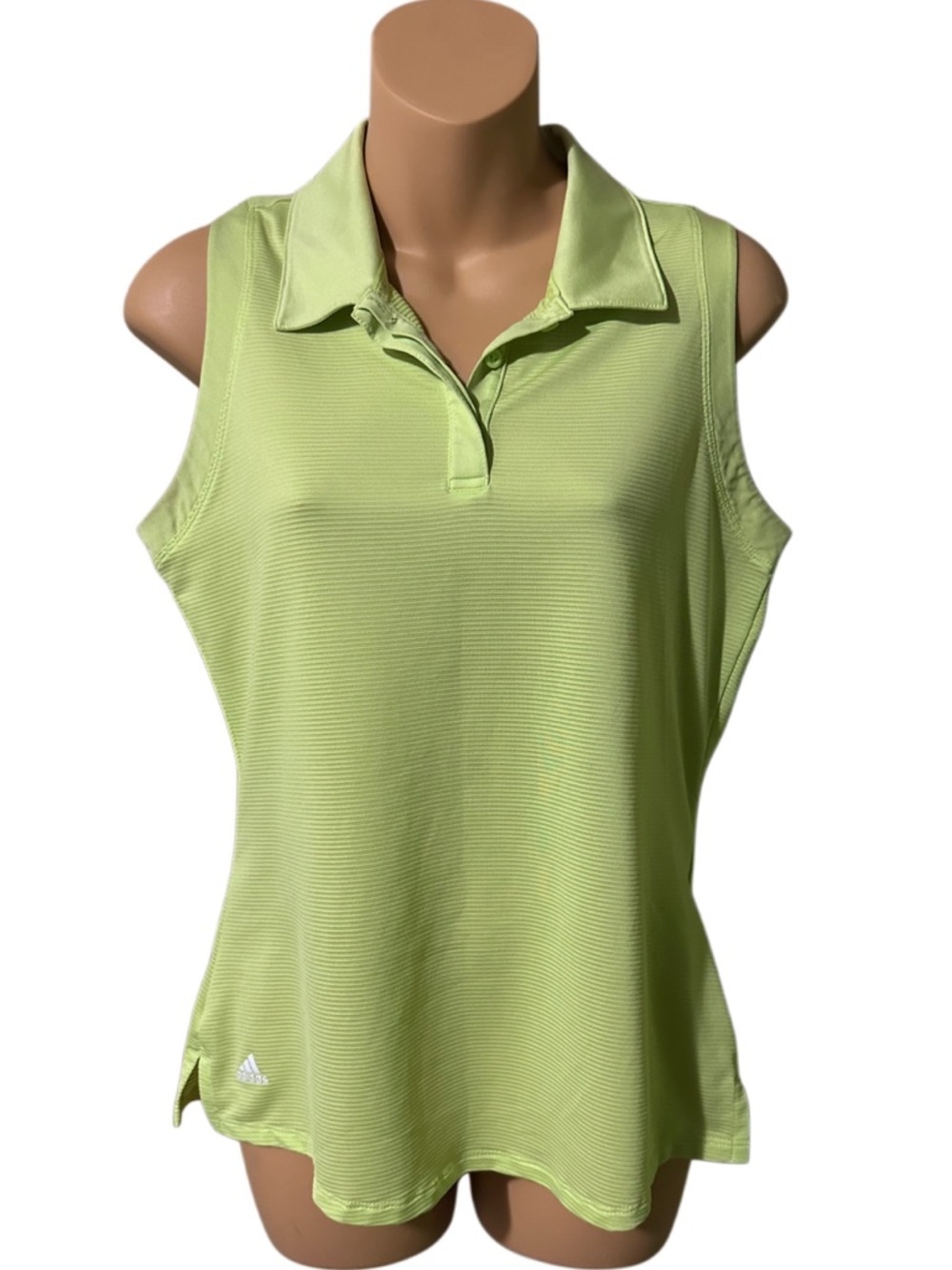 Adidas Women's S Sleeveless Golf Polo Shirt Lime Green Parley Ocean Plastic